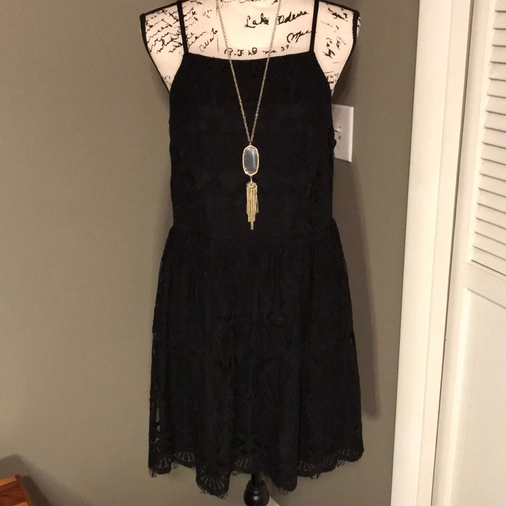 🌸Black lace Spaghetti strap XL Three Pink Hearts